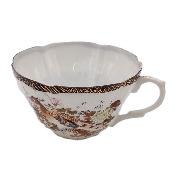 Vintage Japanese Kutani Style Hand Painted Cup And Saucer Eggshell Porcelain - Picture 6 of 16